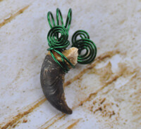 Forest Green Wolf - Real Large Wire Wrapped Wolf Claw Pendan