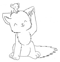 kitty and mouse (free line art)
