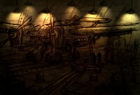 Dieselpunk Aircraft Hangar - Sketch