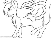 Free winged Wolf/Cat lineart