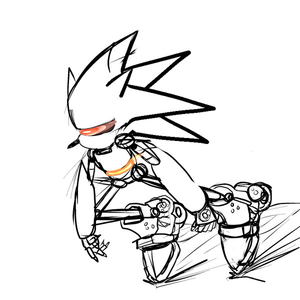 Mecha Sonic sprite sketch by xXBatcakesXx -- Fur Affinity [dot] net