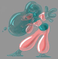 Dancing Red and Blue Clear Slime Girl