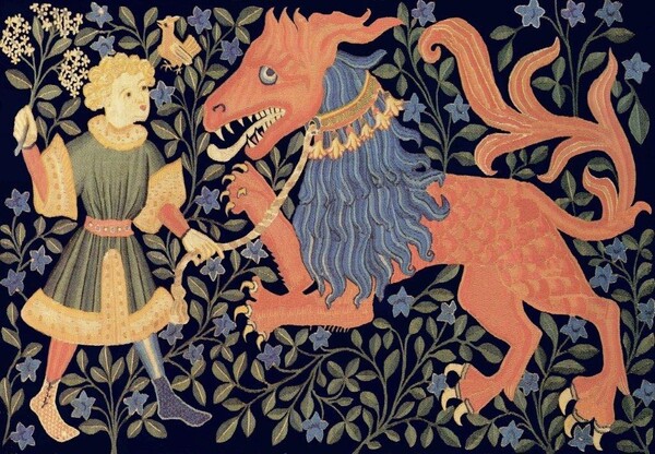 Medieval Youth and Dragon Beast 1430 s Tapestry Reconstructi by Sirrush Fur Affinity dot net