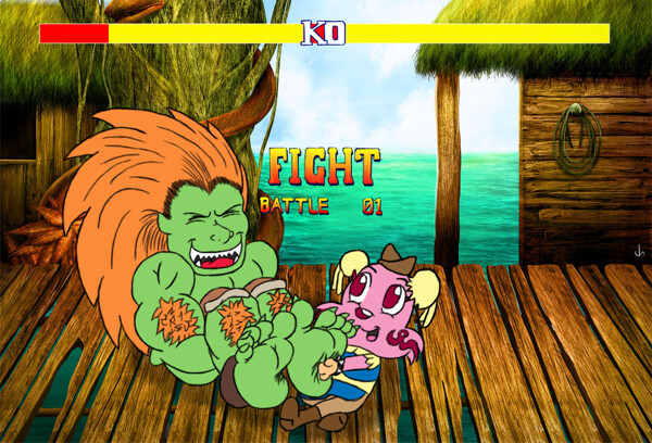 Illustration + digital enhancement Blanka, Street Fighter II, Capcom