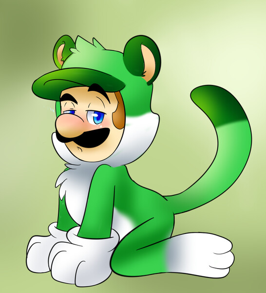 Pixilart - cat luigi by RyanNotHere