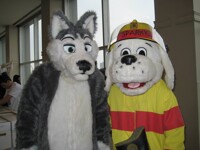 me and sparky the fire department dalmation