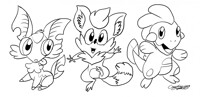Fakemon Starters Line Art