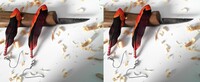 Wooden Red Feather Earrings