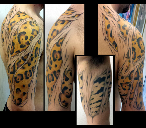 Bottom of jungle sleeve. Jaguar done, chimp + ruins left. Axthekid Sydney  CBD : r/tattoos