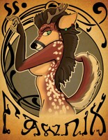 Fawxpawz Art Nouveau Anthrcon Con Badge