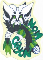A newer badge of me munching on my tail