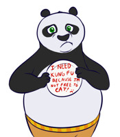 A sad sad panda protests global hunger