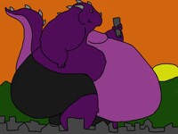 Giant, purple dragon.