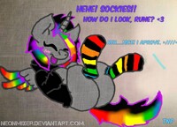 Rune Approves of Neon's Sockies!