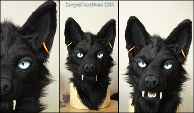 Charcoal Coloration Wolf Mask (HANDMADE) by FoxxyFurends -- Fur