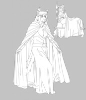 Akamaru in the garden (lineart)