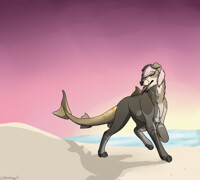 Stepping on the beach doot doot 