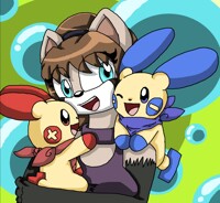 Shiro with Plusle and Minun .: Doodle :. 