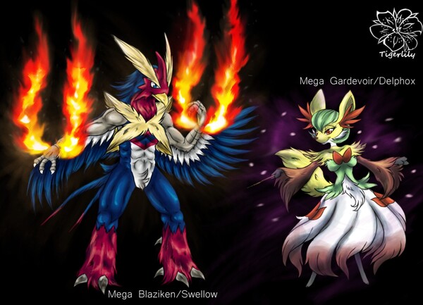 Fusions Mega Blaziken Swellow And Mega Gardevoir Delphox By Tigerlilylucky Fur Affinity Dot Net