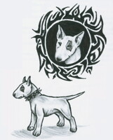 Tribal and bull terrier sketches