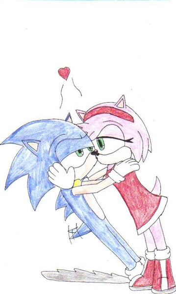 Sonic and Amy's Kiss After the Party by FaunaFox1 -- Fur Affinity