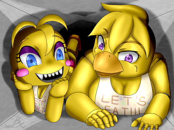 Maybe air vent can't hold two...never mind. >:3. Chica and ...