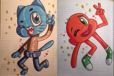 Gumball & Darwin - sketch by eltonpot -- Fur Affinity [dot] net