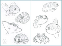 Sea Creature Sticker Sketches