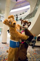 Captain Underpants and his sidekick, Neon-Colored Harness Bo