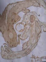 Ying Yang Coffee Koi (Coffee art)