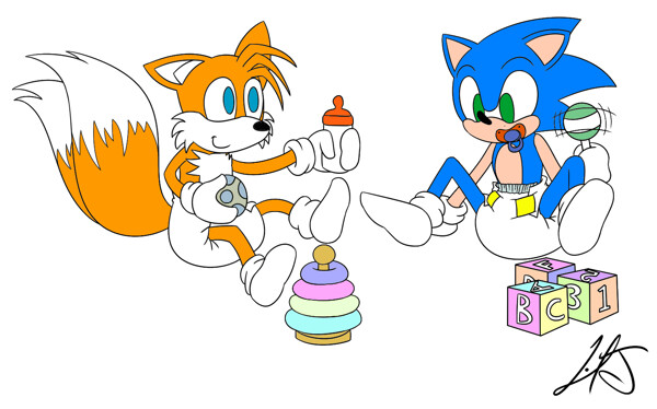 Baby Sonic and Baby Tails by GEPredators -- Fur Affinity [dot] net