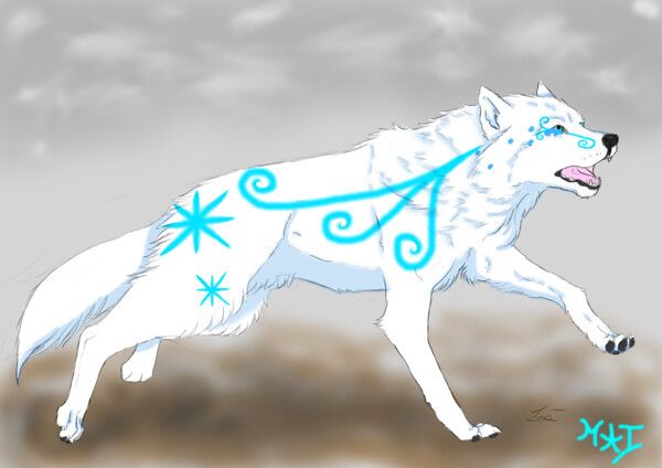 Premium Vector | A white wolf standing in front of a white background