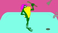 Michigan J. Frog ready to take a shower