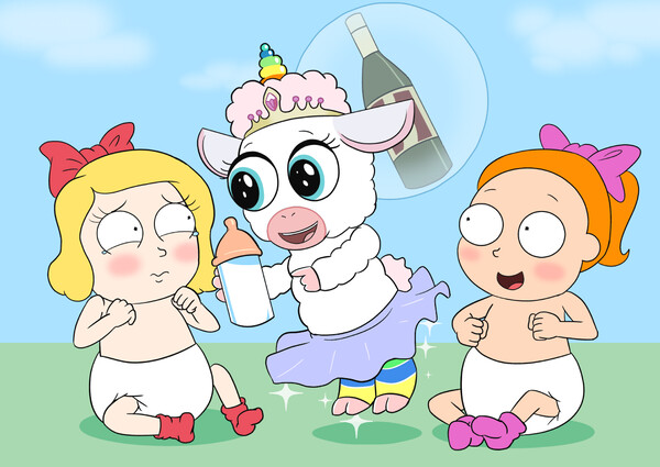 Tinkles looks after Baby Beth and Summer. 