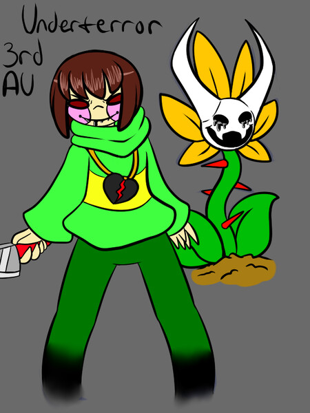 chara and flowey (undertale) drawn by sennin_(omega-zeus)