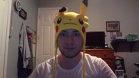 Me wearing a Pikachu beanie
