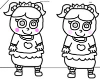 Yoshiarta And Pally As Babies Line Art