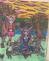 Momo and Kuro the Cat Girl princesses 