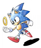 Classic Sonic - watercolor commission