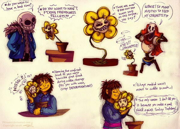 Uh, does anybody know what Flowey face is when they say Humans, Monsters,  EVERYONE!