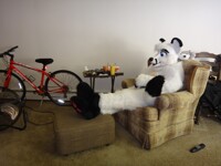 Watching a movie in suit