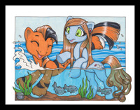 Caffeinated and Thespian play in the lake