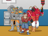 Commission - Tai, Centiback and King Sphinx