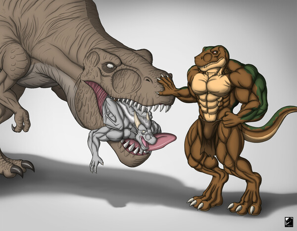 Commission: How to Tame a T-Rex by kevindragon.