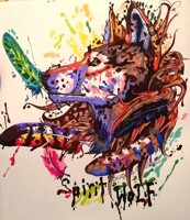 watercolor spirit wolf shirt design