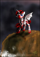 Pony Commission - Evil pony in a windy day