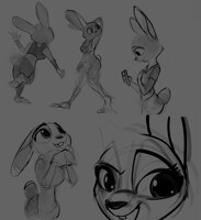 Bunnies in increasing proximity to the camera