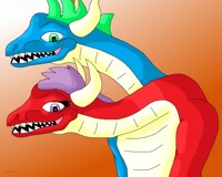 Blue and Red ( Realist dragon style )