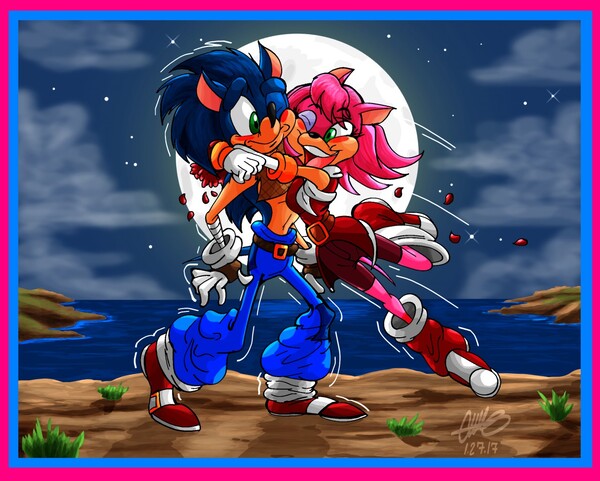 17Sonic- SonAmy Christmas kiss by GearGades -- Fur Affinity [dot] net