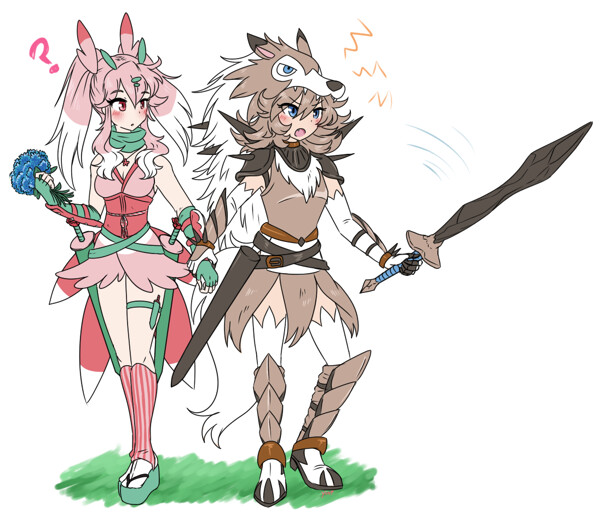 Sakura the Lurantis and Sif the Lycanroc: Peaceful walk by Winged_Leafeon.